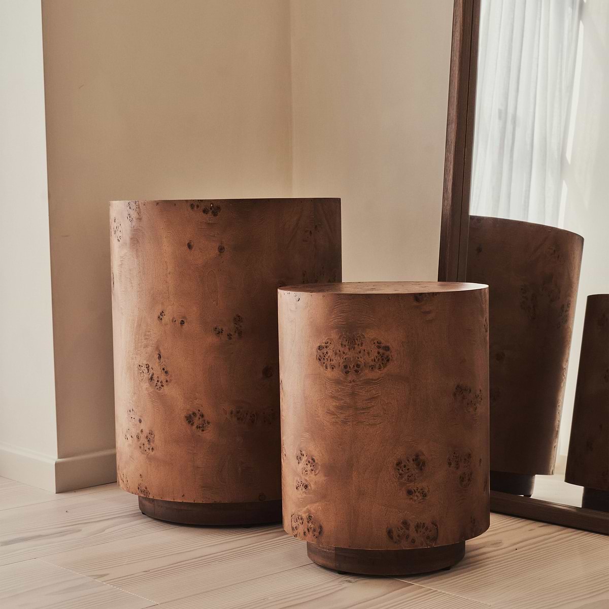 Arbour - Dark Burl Wood Premium Round Side Table