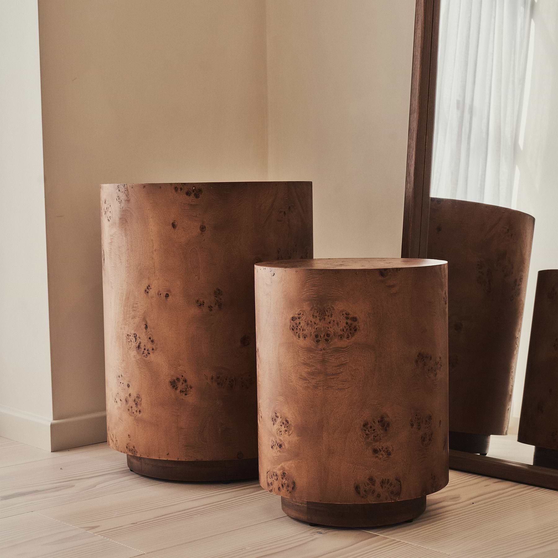 Arbour - Dark Burl Wood Premium Round Side Table