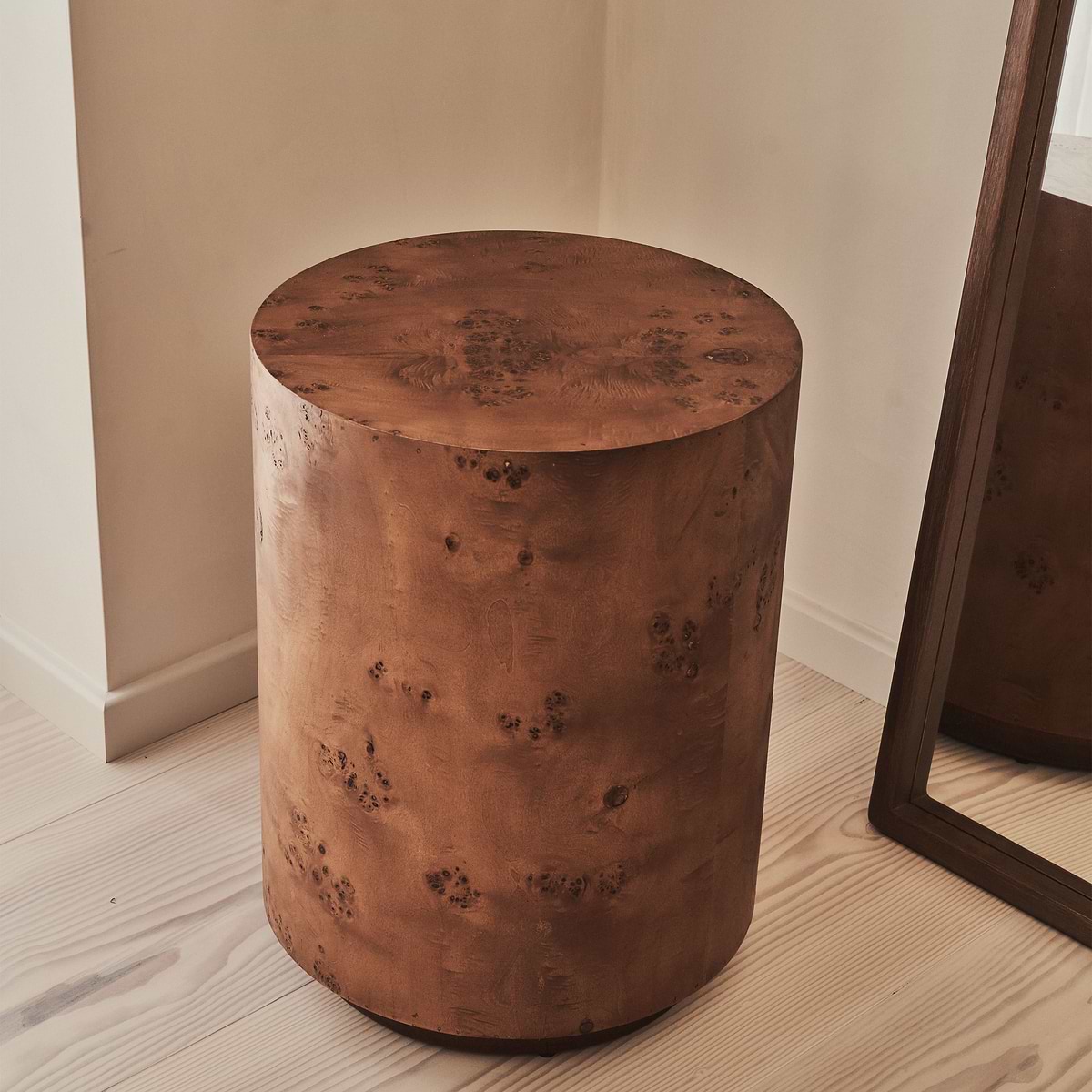 Arbour - Large Dark Burl Wood Premium Round Side Table
