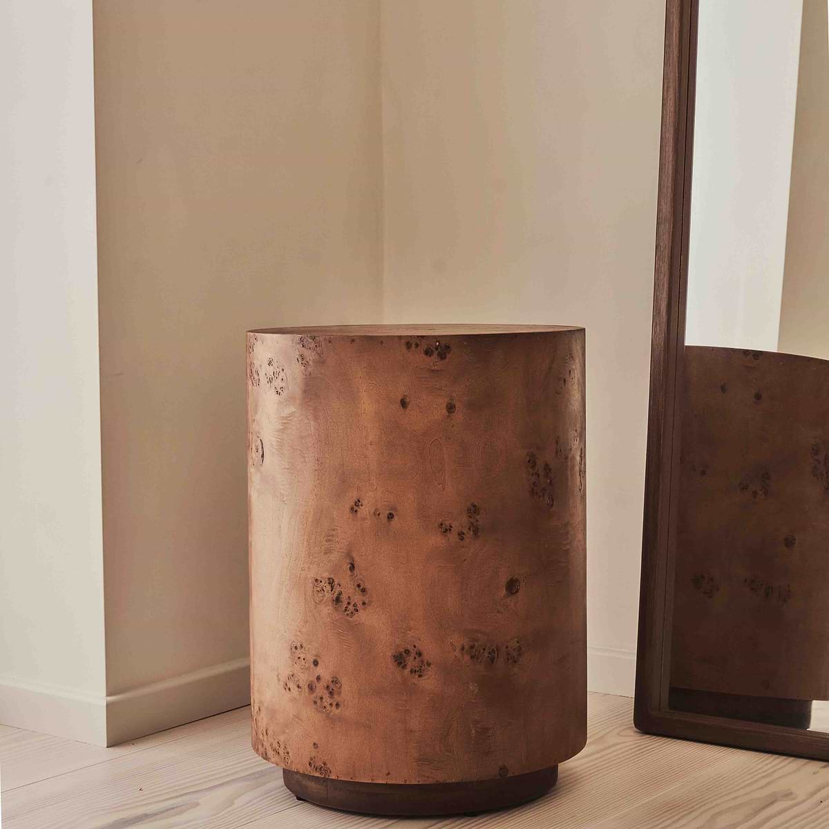 Arbour - Large Dark Burl Wood Premium Round Side Table