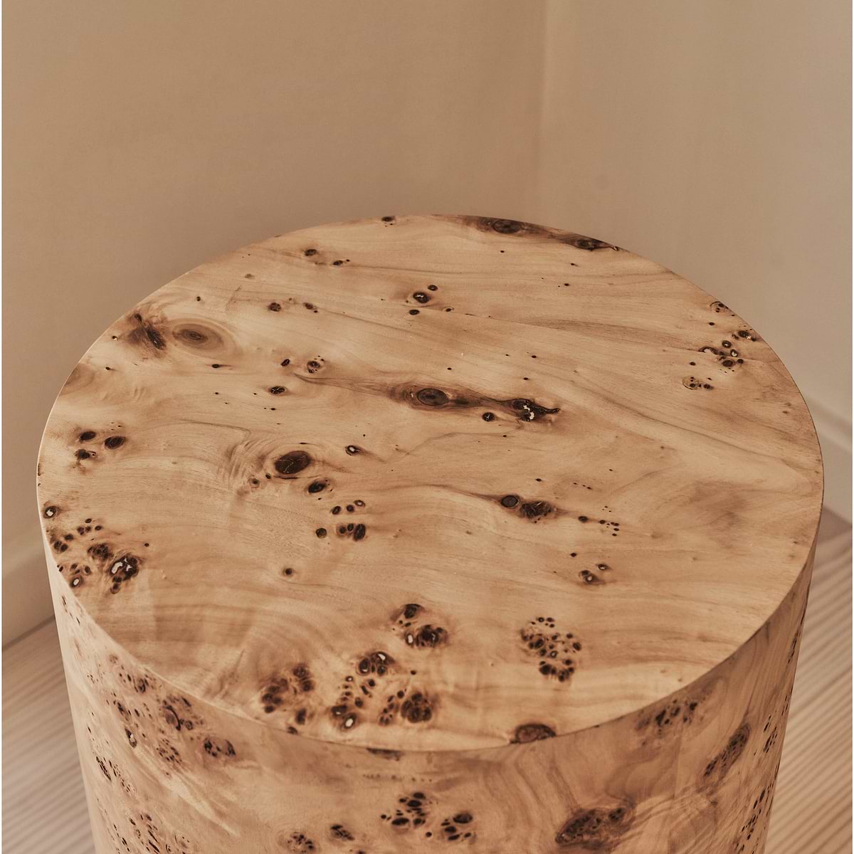 Arbour - Natural Burl Wood Premium Round Side Table