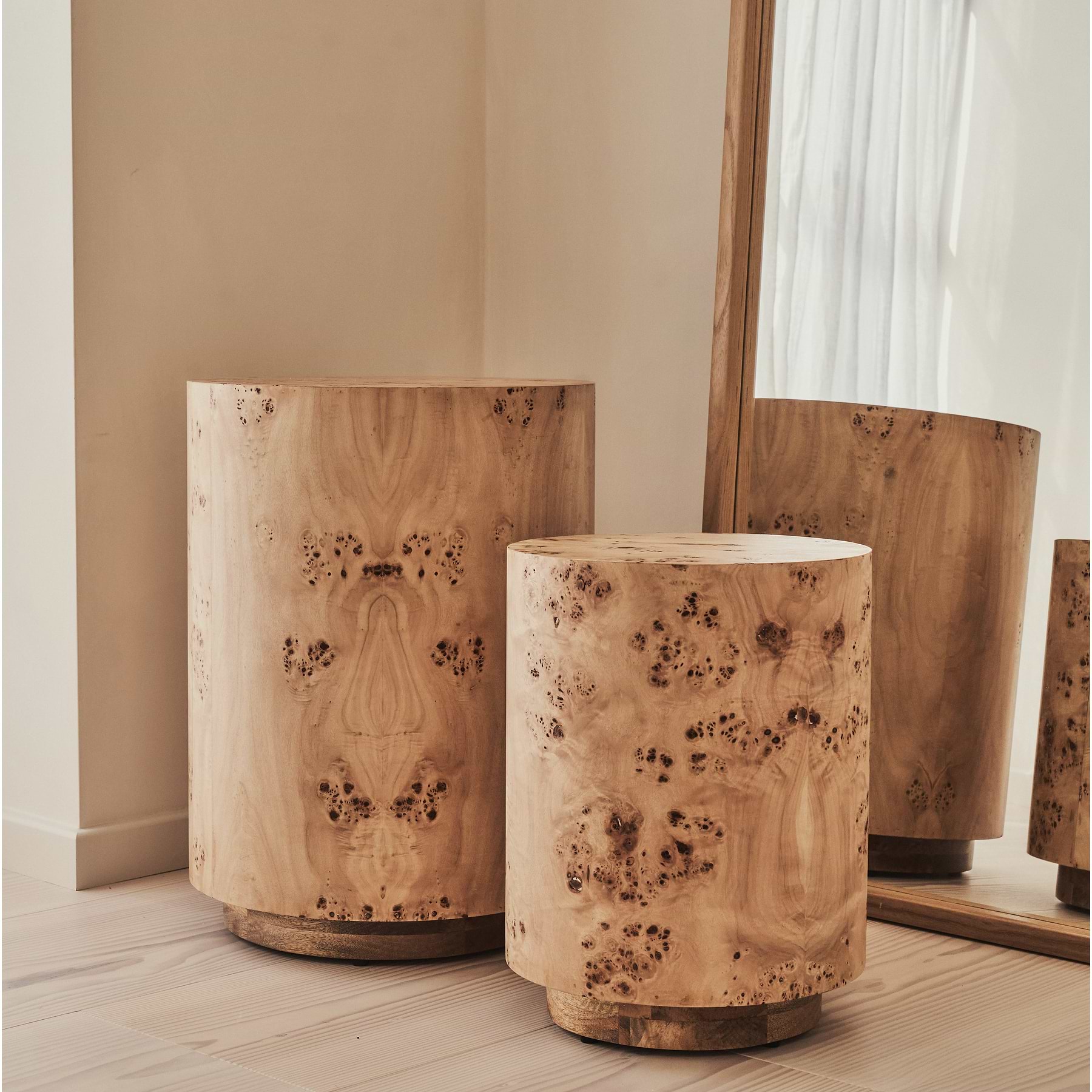 Arbour - Large Natural Burl Wood Premium Round Side Table