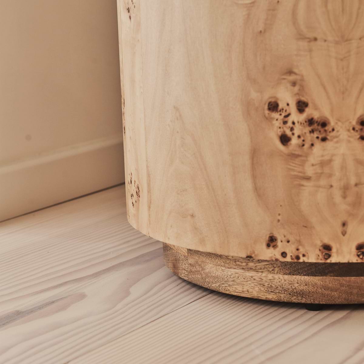 Arbour - Large Natural Burl Wood Premium Round Side Table