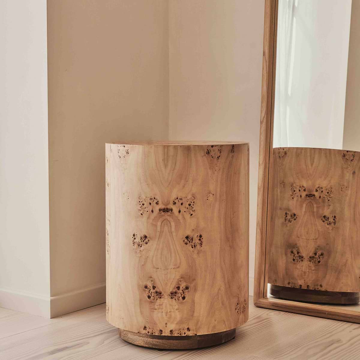 Arbour - Large Natural Burl Wood Premium Round Side Table