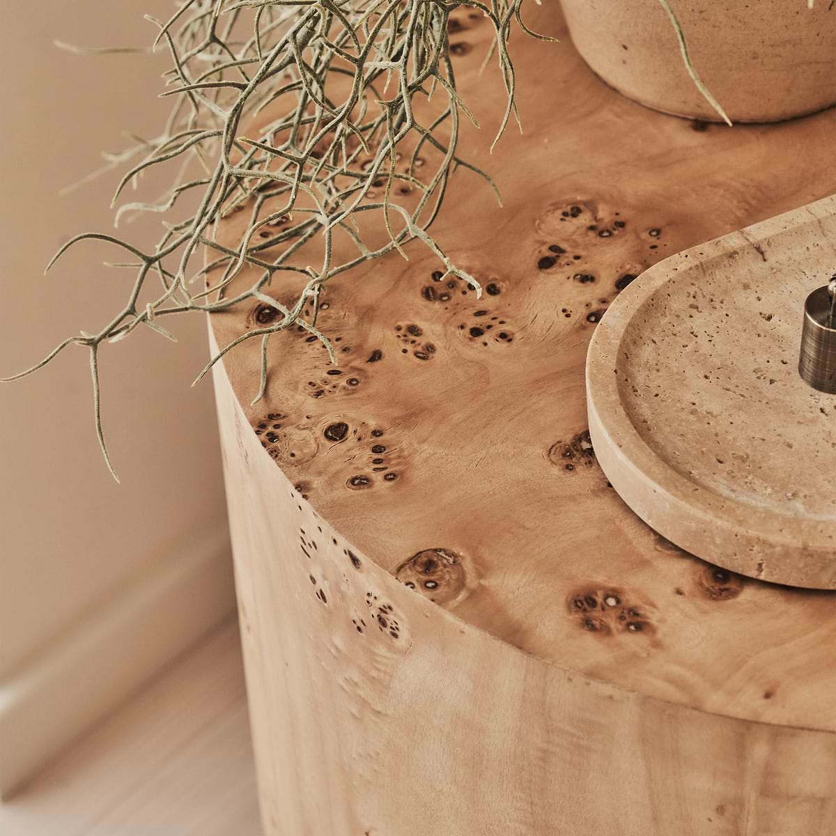 Arbour - Large Natural Burl Wood Premium Round Side Table