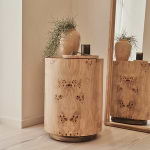 Arbour - Large Natural Burl Wood Premium Round Side Table