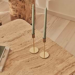 Melrose - Beige Travertine Square Warm Wood Premium Coffee Table