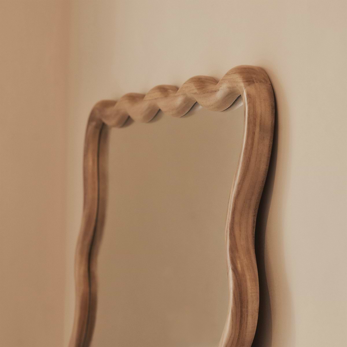 Marea - Light Wood Wavy Retro Full Length Mirror 170cm x 80cm