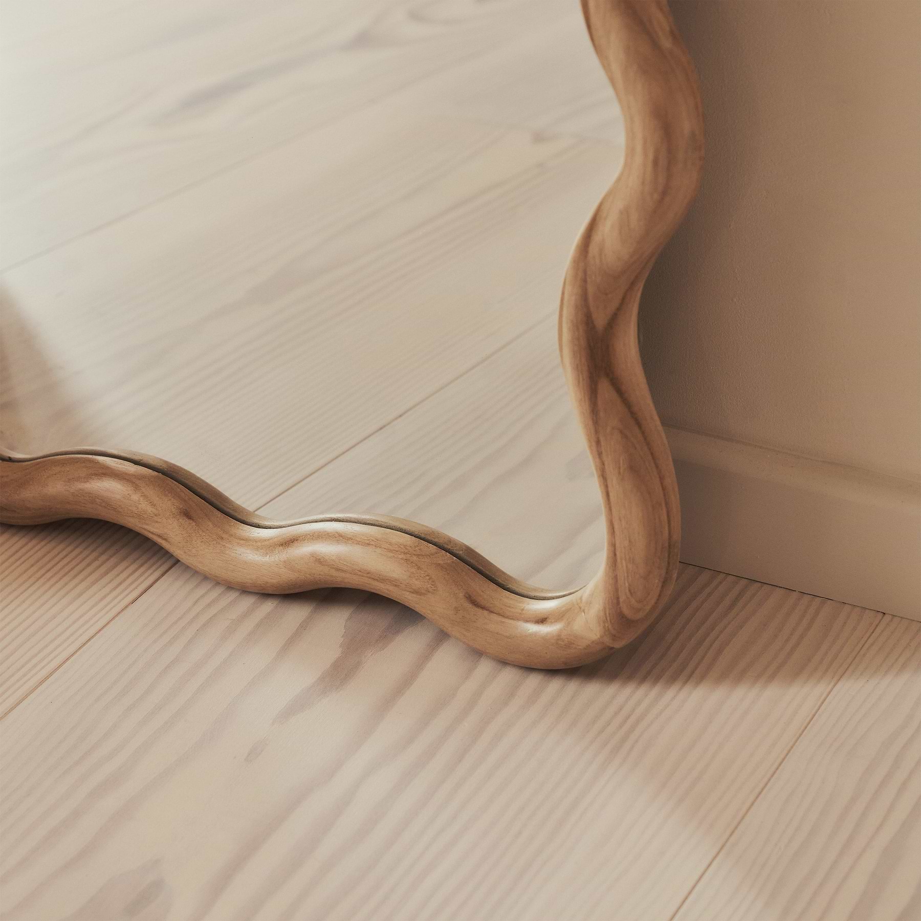 Marea - Light Wood Wavy Retro Full Length Mirror 170cm x 80cm