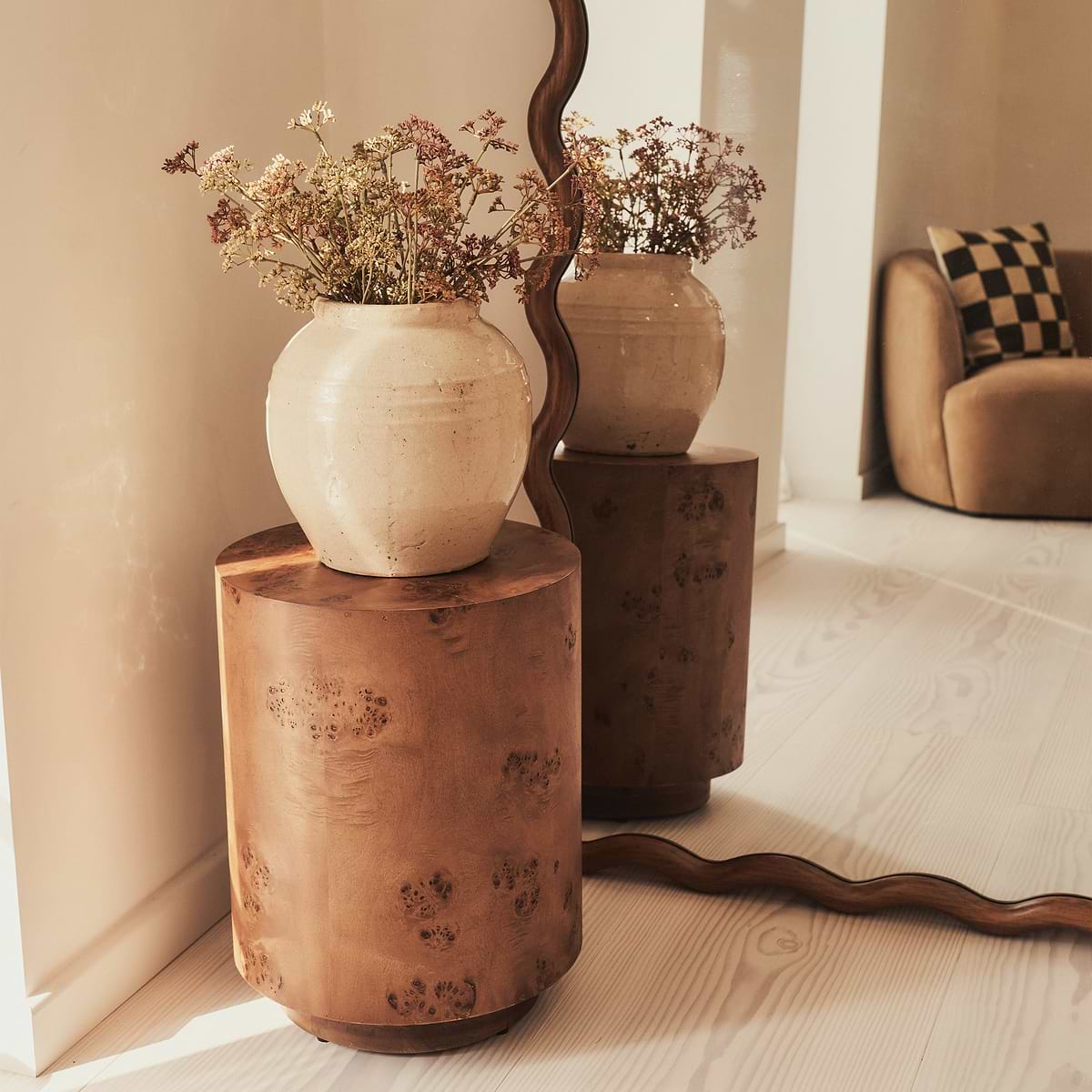 Arbour - Dark Burl Wood Premium Round Side Table