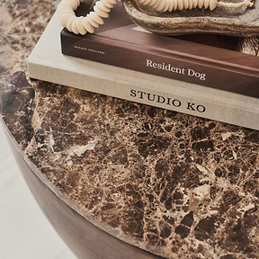 Lyra - Dark Emperador Marble Round Dark Wood Premium Coffee Table