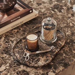 Melrose - Dark Emperador Marble Rectangular Dark Wood Premium Coffee Table