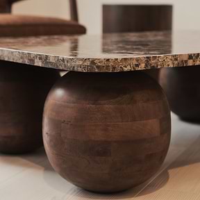 Melrose - Dark Emperador Marble Rectangular Dark Wood Premium Coffee Table
