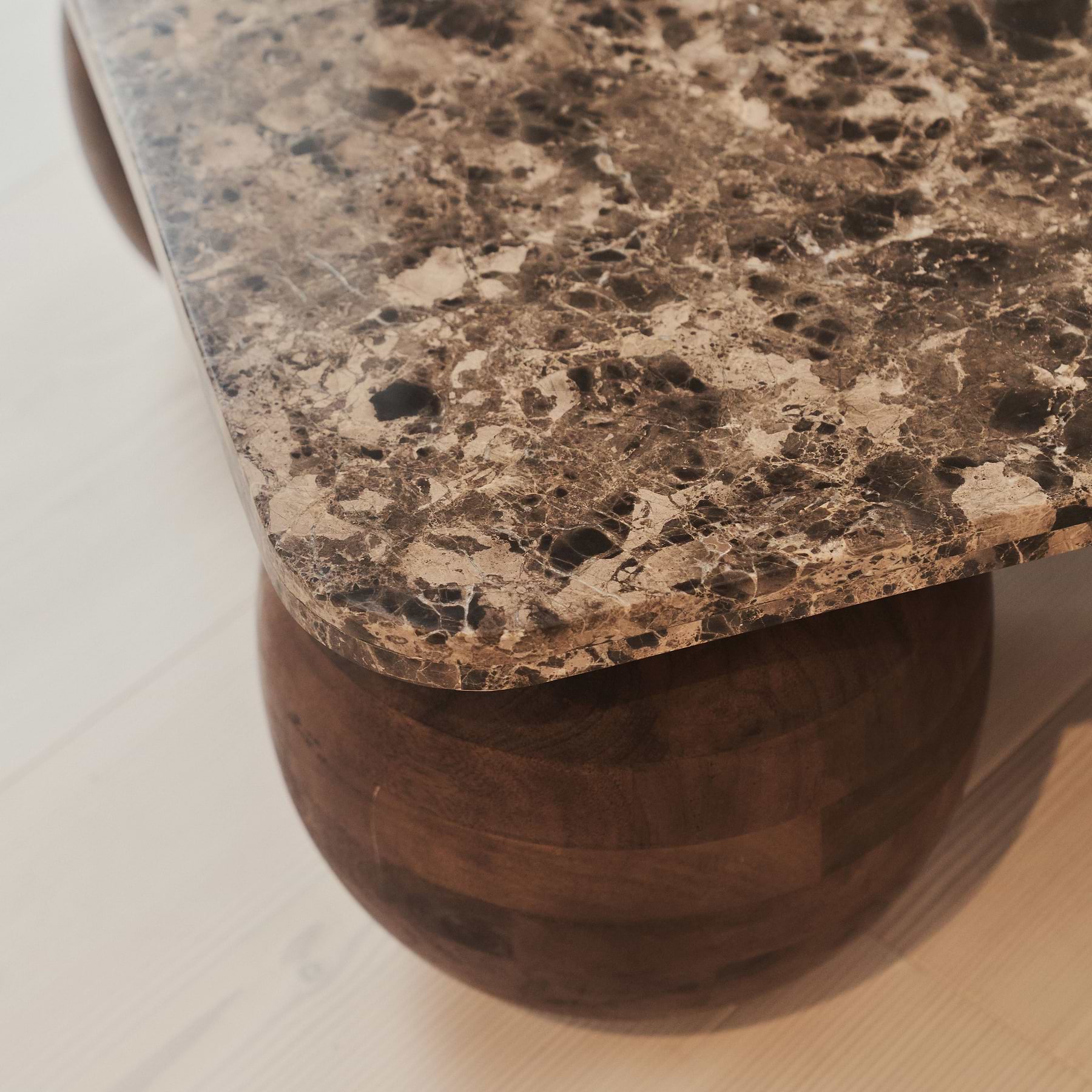 Melrose - Dark Emperador Marble Rectangular Dark Wood Premium Coffee Table