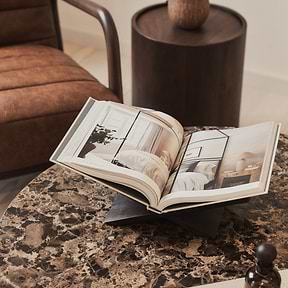 Melrose - Dark Emperador Marble Round Dark Wood Premium Coffee Table