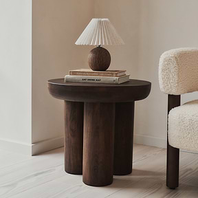 Vermont - Dark Wood Premium Round Side Table