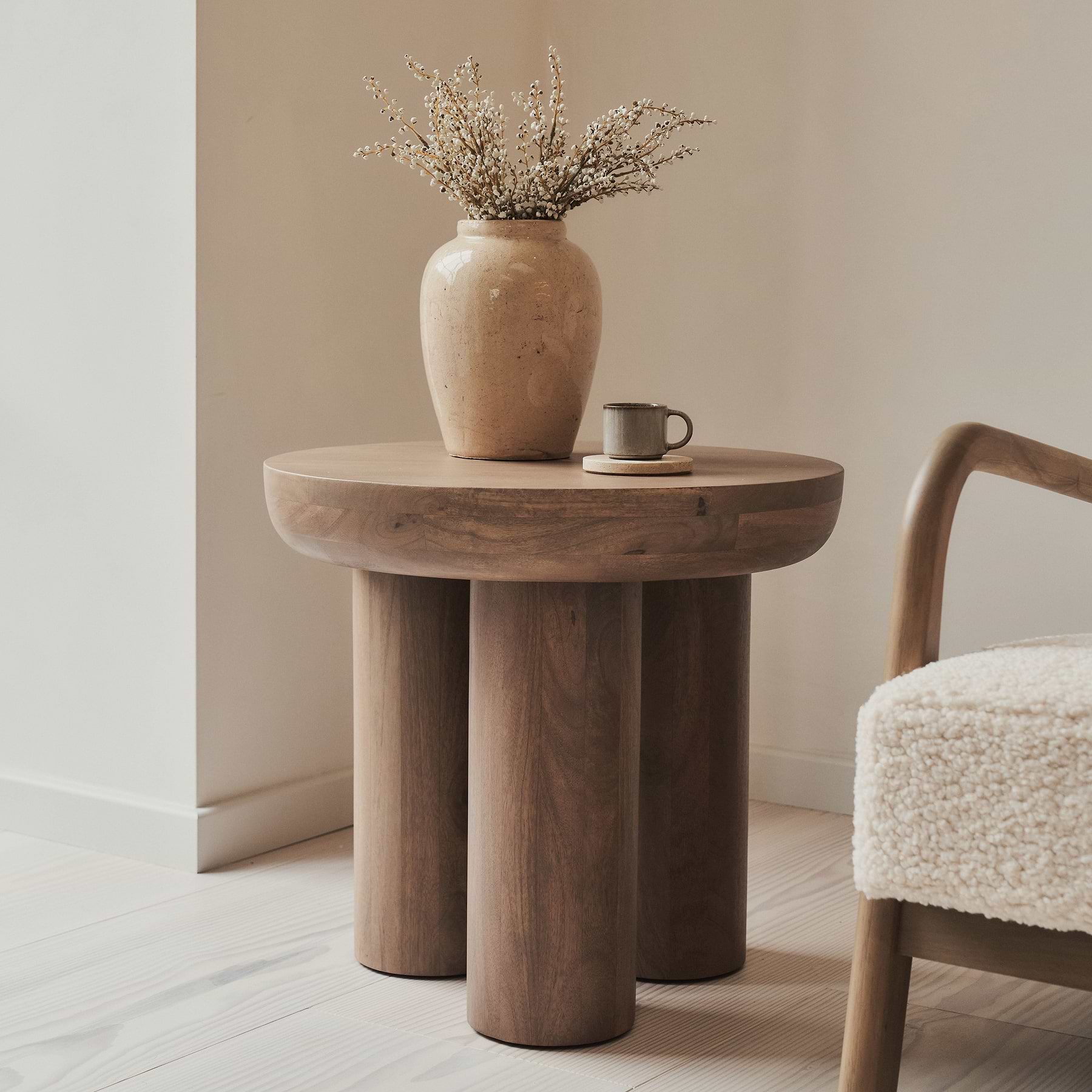 Vermont - Warm Wood Premium Round Side Table