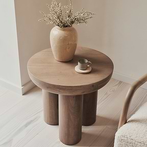 Vermont - Warm Wood Premium Round Side Table