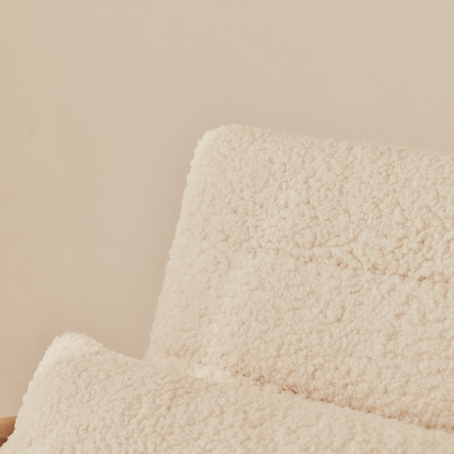 Hudson - Boucle Accent Chair Ivory & Warm Wood