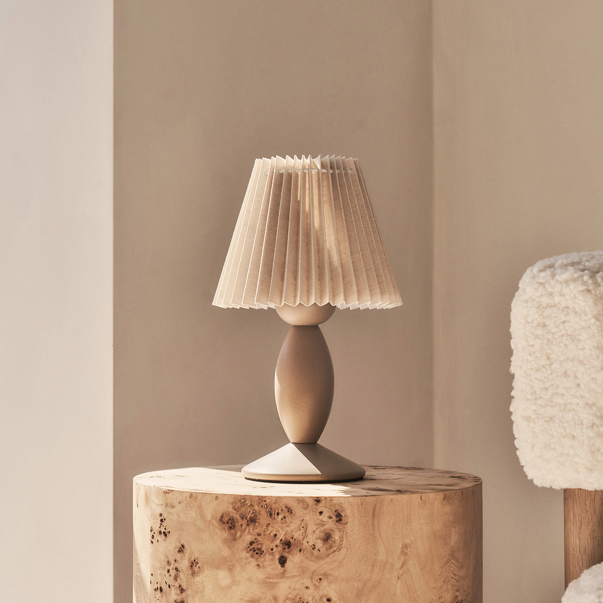 Elba - Beige Pleated Shade Table Lamp