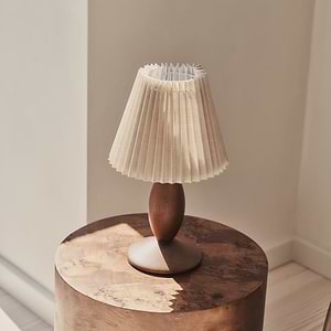 Elba - Dark Wood Pleated Shade Table Lamp