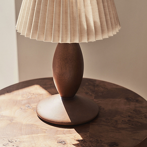 Elba - Dark Wood Pleated Shade Table Lamp