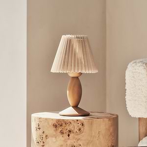 Elba - Warm Wood Pleated Shade Table Lamp