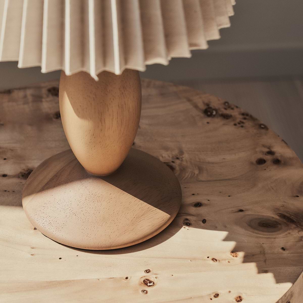 Elba - Warm Wood Pleated Shade Table Lamp