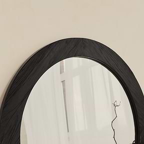 Elowyn - Large Black Elm Wood Round Organic Wall Mirror 100cm x 100cm