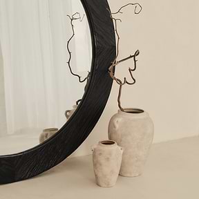 Elowyn - Large Black Elm Wood Round Organic Wall Mirror 100cm x 100cm