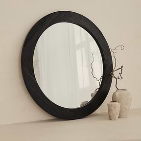 Elowyn - Large Black Elm Wood Round Organic Wall Mirror 100cm x 100cm