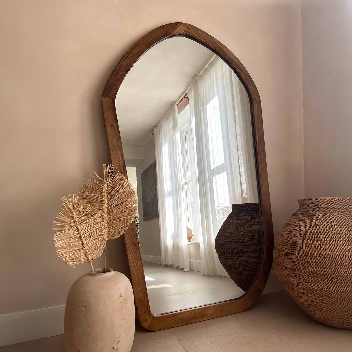 Elowyn - Extra Large Full Length Warm Elm Wood Organic Mirror 180cm x 108cm