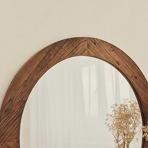 Elowyn - Large Warm Elm Wood Round Organic Wall Mirror 100cm x 100cm