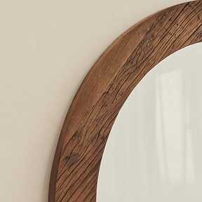 Elowyn - Large Warm Elm Wood Round Organic Wall Mirror 100cm x 100cm