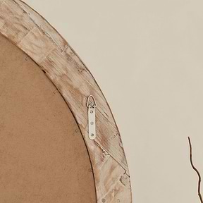 Elowyn - Large White Washed Elm Wood Round Organic Wall Mirror 100cm x 100cm