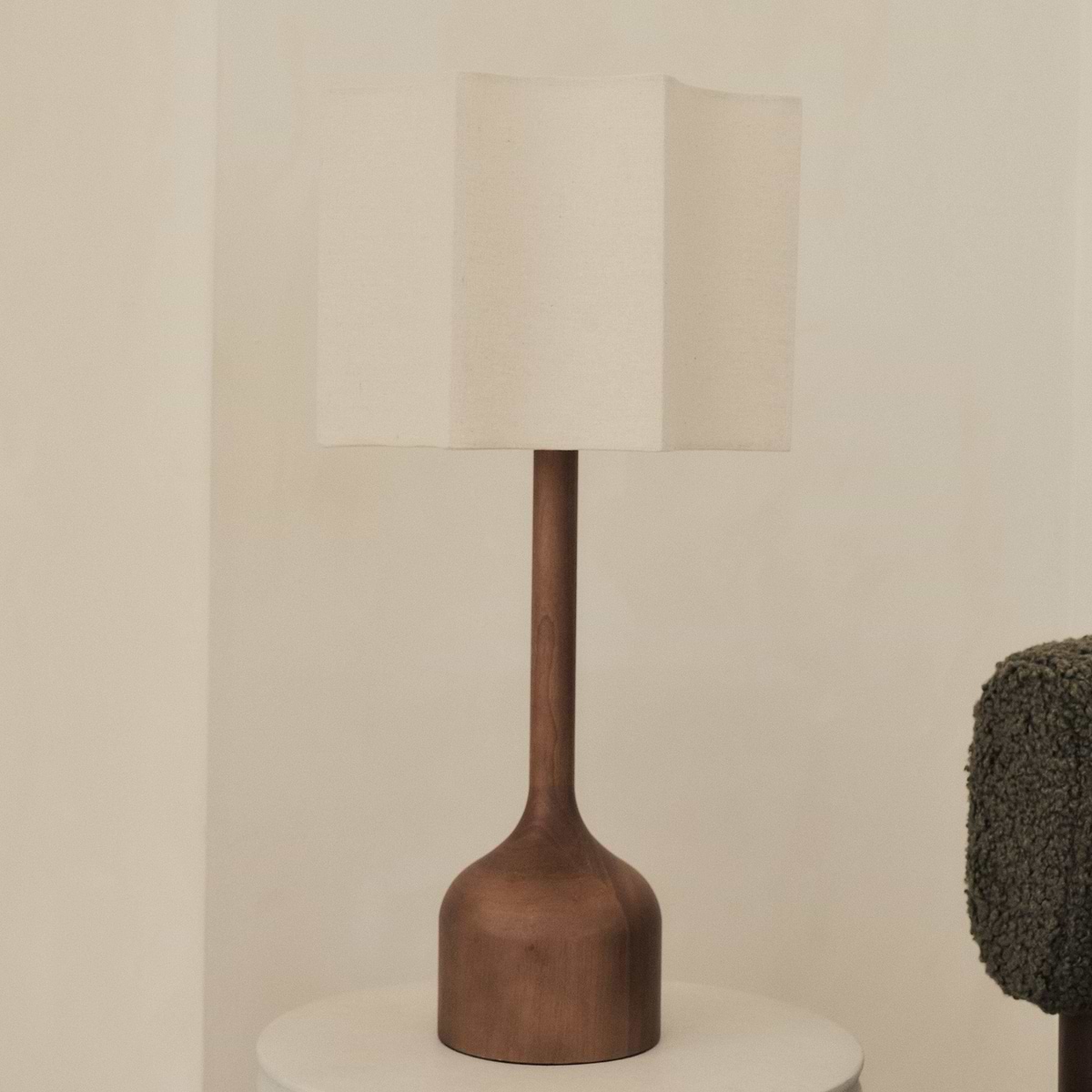 Esme - Dark Wood Inverted Scallop Shade Table Lamp