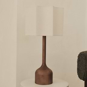 Esme - Dark Wood Inverted Scallop Shade Table Lamp