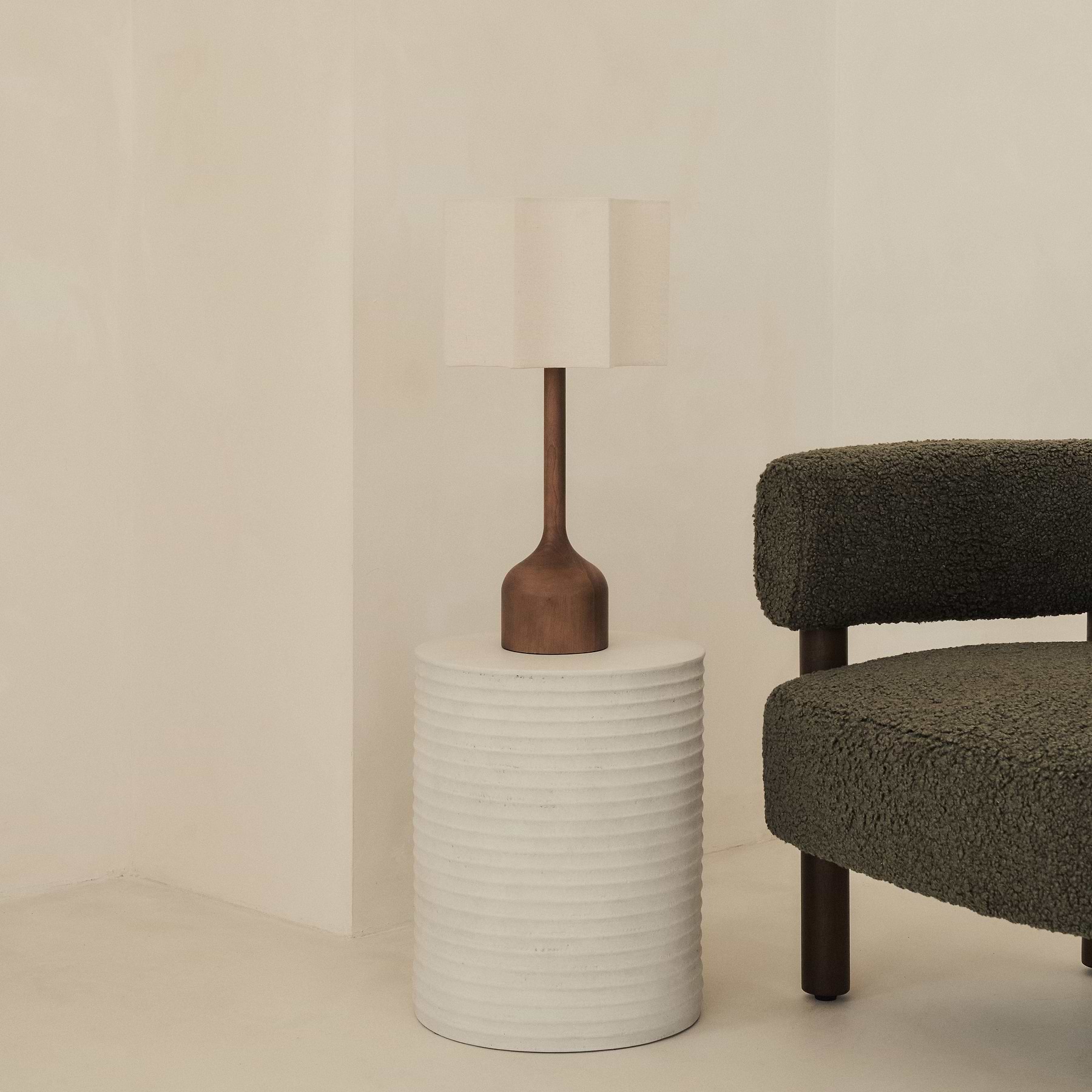 Esme - Dark Wood Inverted Scallop Shade Table Lamp