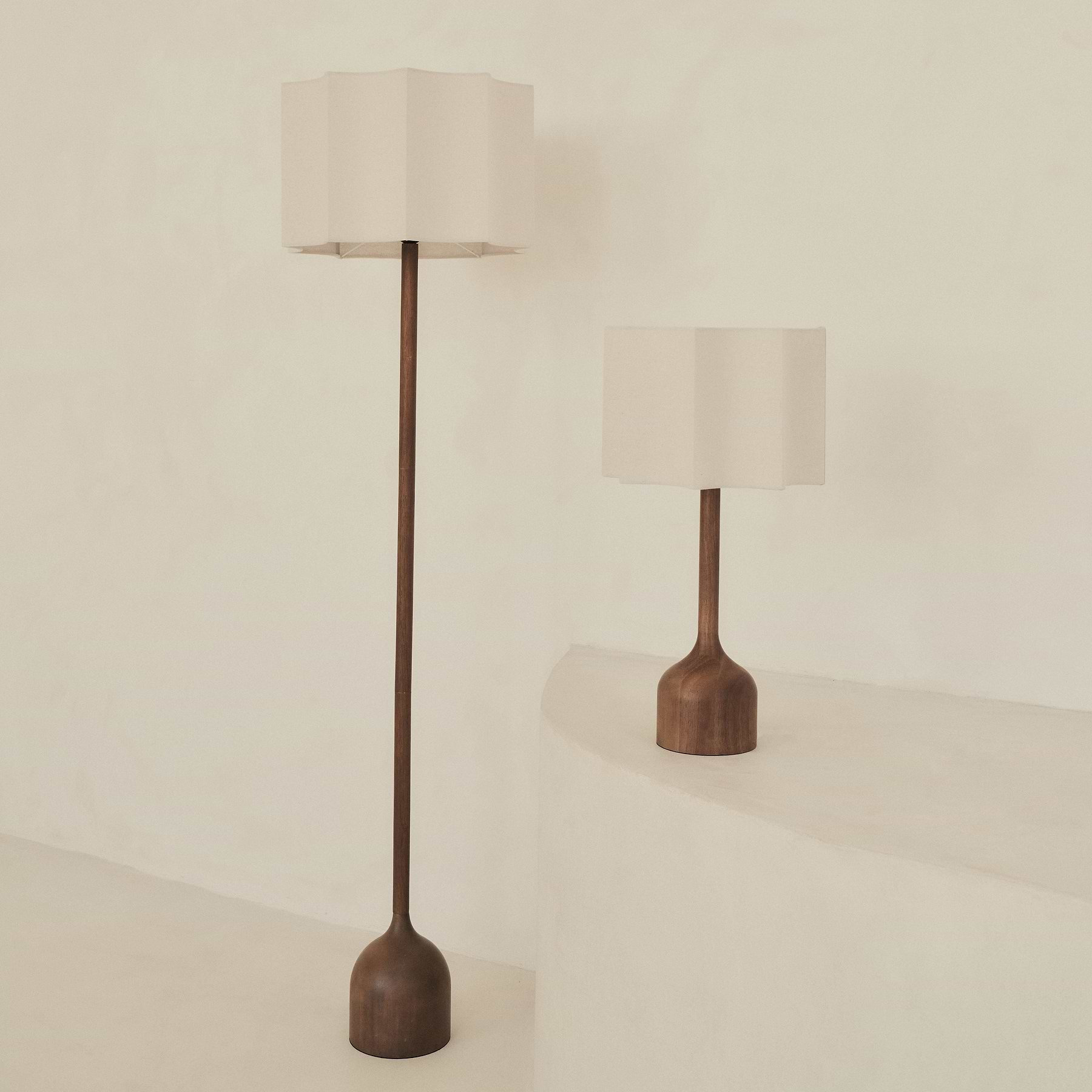 Esme - Dark Wood Inverted Scallop Shade Floor Lamp