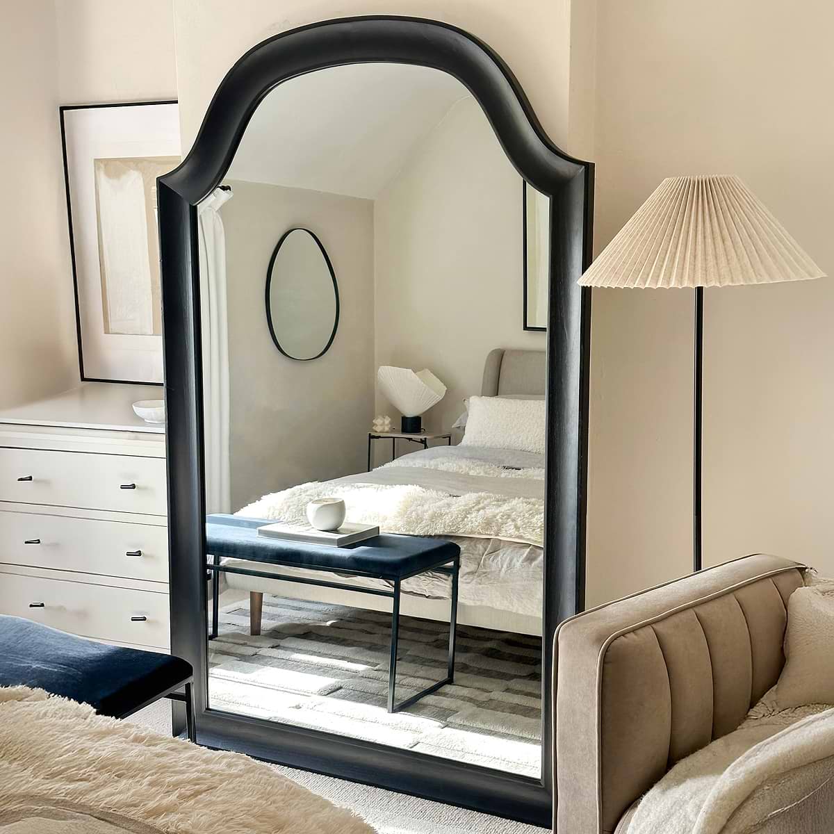 Francisco - Extra Large Arched Full Length Black Wood Mirror 190cm x 120cm