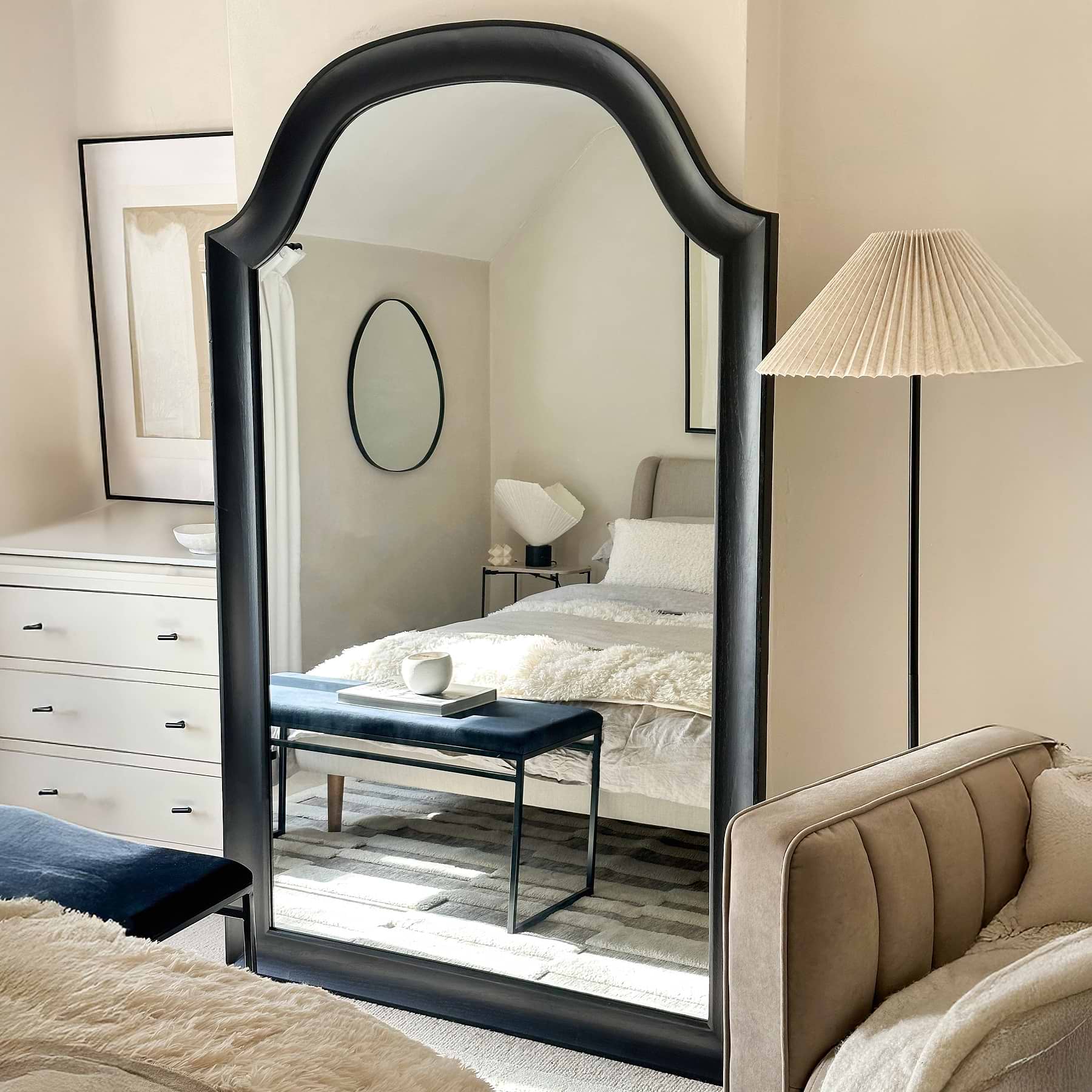Francisco - Extra Large Arched Full Length Black Wood Mirror 190cm x 120cm