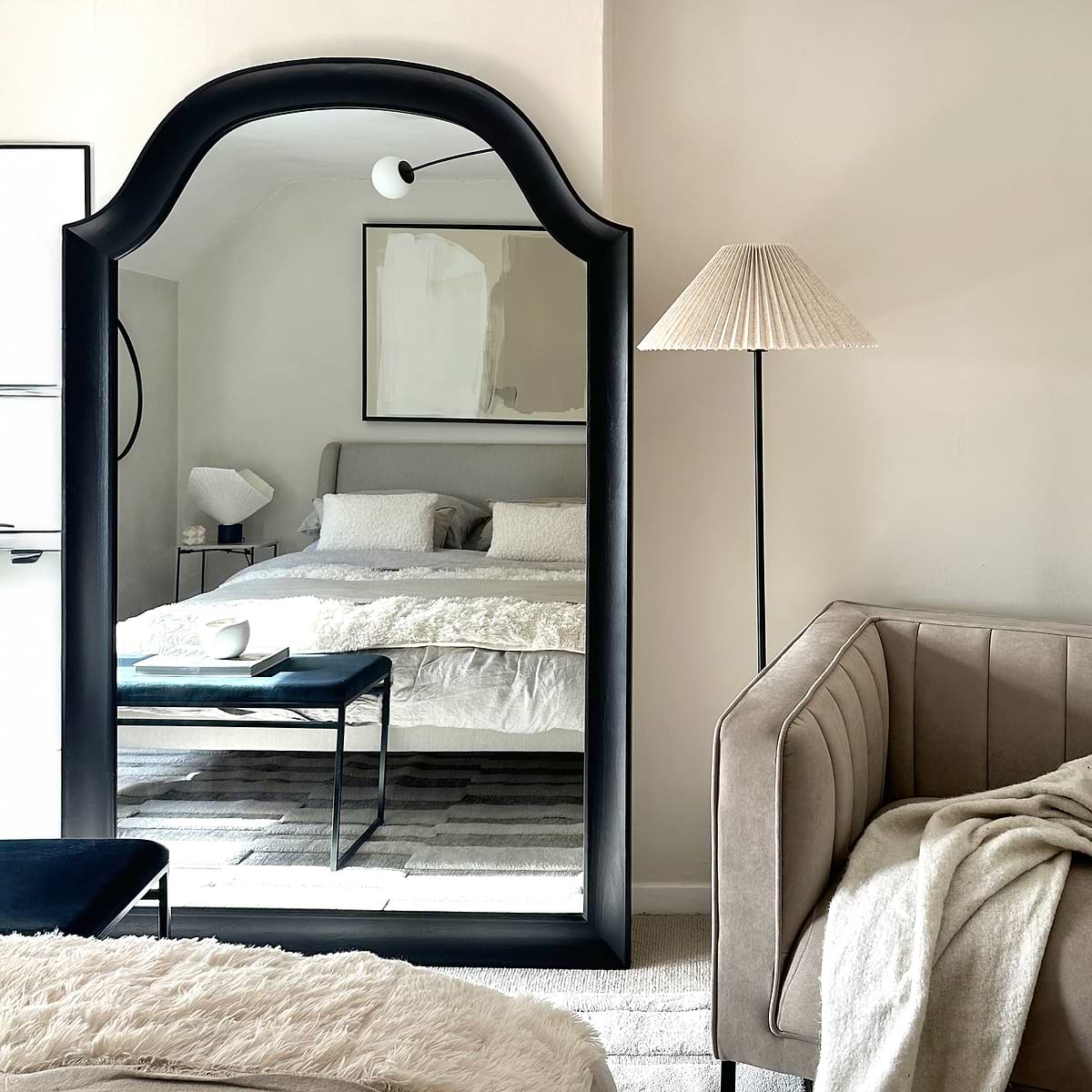 Francisco - Extra Large Arched Full Length Black Wood Mirror 190cm x 120cm