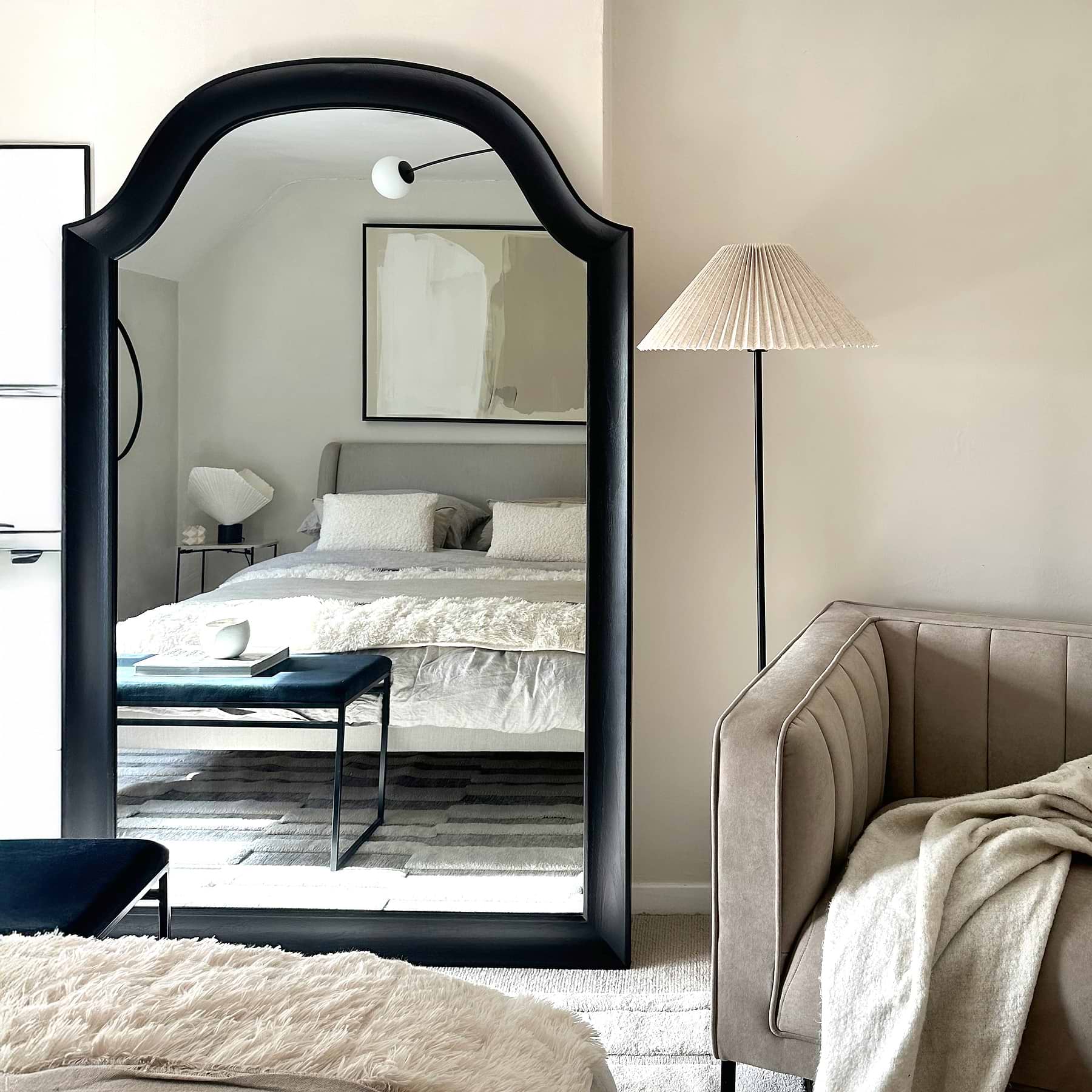 Francisco - Extra Large Arched Full Length Black Wood Mirror 190cm x 120cm