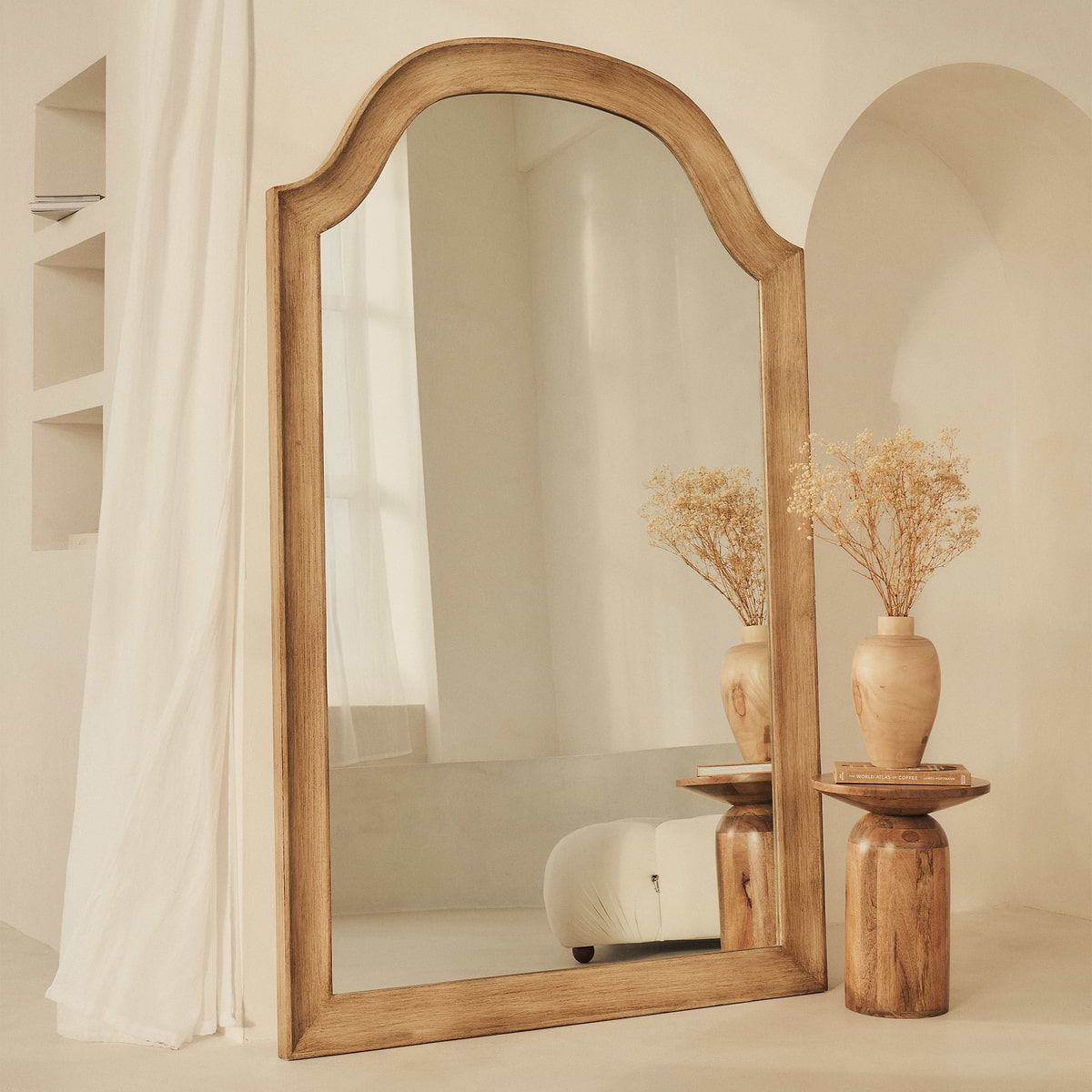 Francisco - Extra Large Arched Full Length Washed Wood Mirror 190cm x 120cm