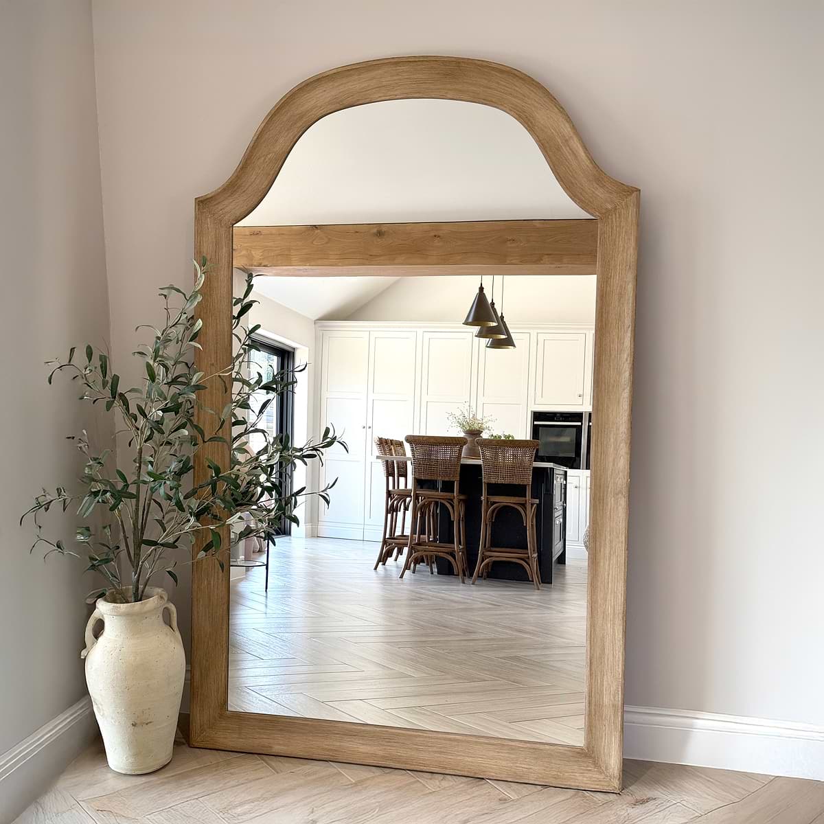 Francisco - Extra Large Arched Full Length Washed Wood Mirror 190cm x 120cm