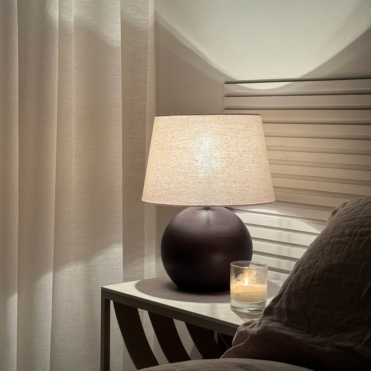 Geneva - Dark Wood Drum Shade Table Lamp