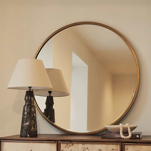 Higgins - Gold Metal Modern Round Wall Mirror 100cm x 100cm
