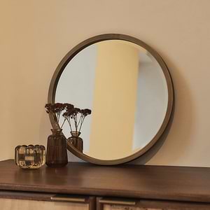 Higgins - Gold Metal Modern Round Wall Mirror 40cm x 40cm
