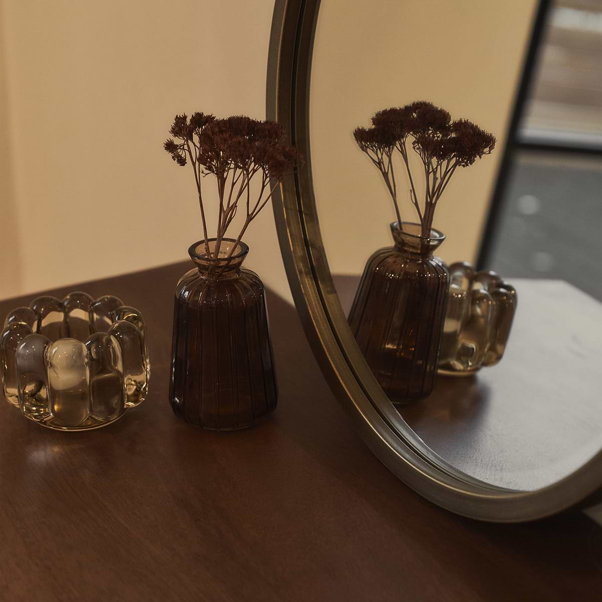 Higgins - Gold Metal Modern Round Wall Mirror 40cm x 40cm