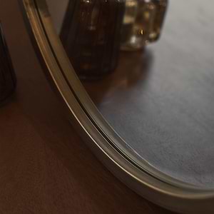 Higgins - Gold Metal Modern Round Wall Mirror 40cm x 40cm